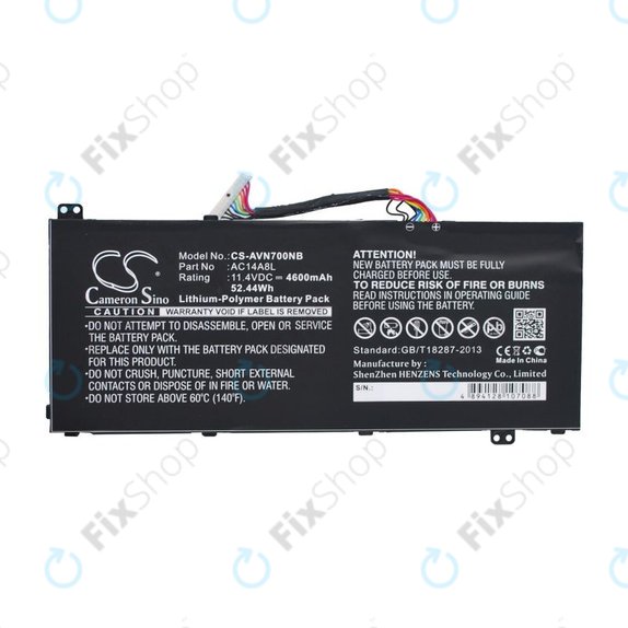 Battery for Acer Aspire Vn7, V15 Nitro, Spin 3, 4600mAh, Li-Pol, 11.4V, AC14A8L, HQ