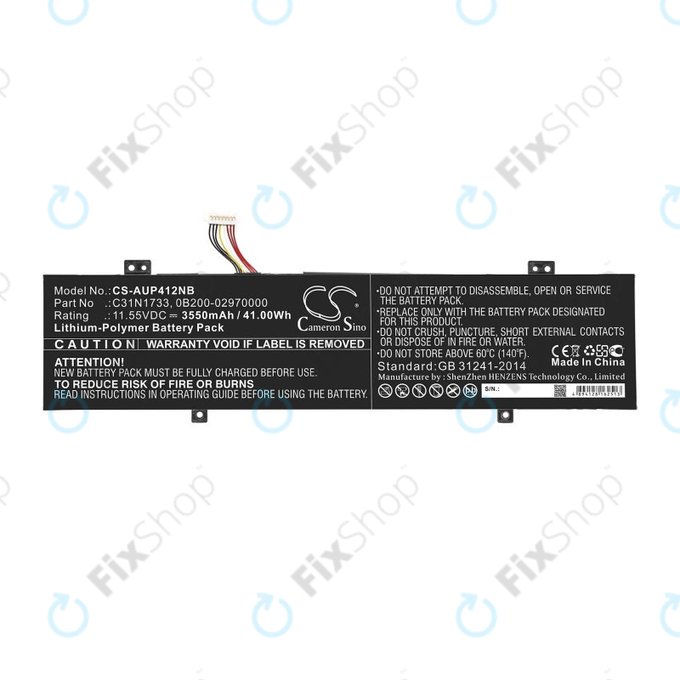 Battery for Asus VivoBook Flip 14 Tp412fa/ua, 3550mAh, Li-Pol, 11.55V, C31N1733, HQ