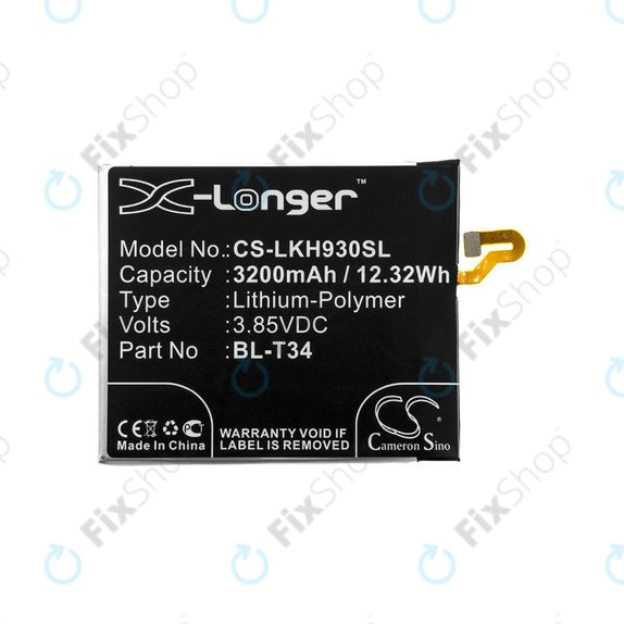 Battery for LG H930, V30, V35, 3200mAh, Li-Pol, 3.85V, BL-T34, HQ