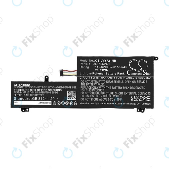 Battery for Lenovo Yoga 720-15, 6150mAh, Li-Pol, 11.56V, L16L6PC1, HQ