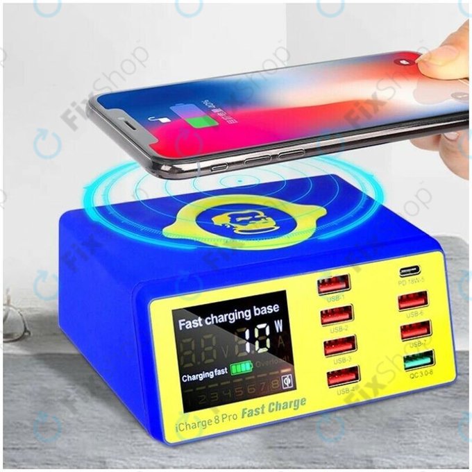 Mechanic iCharge 8 Pro - USB Charging Station with USB-C, USB 3.0 & Wireless Charger