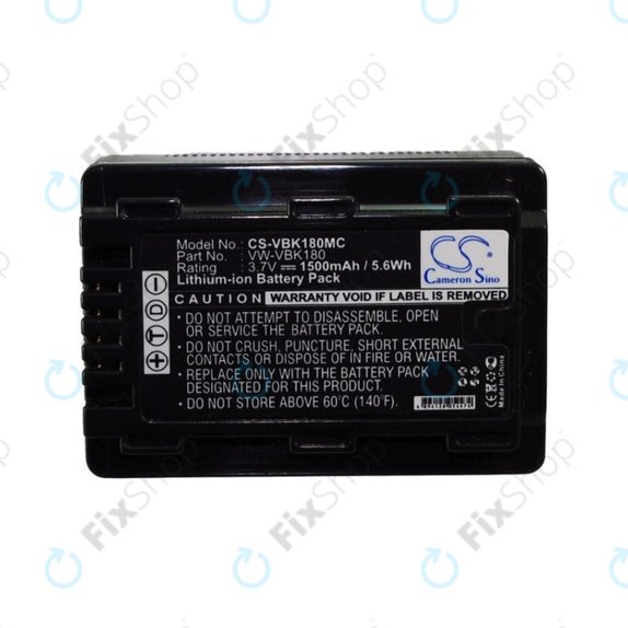 Battery for Panasonic HDC, HC a SDR, 1500mAh, Li-Ion, 3.7V, VW-VBK180, HQ