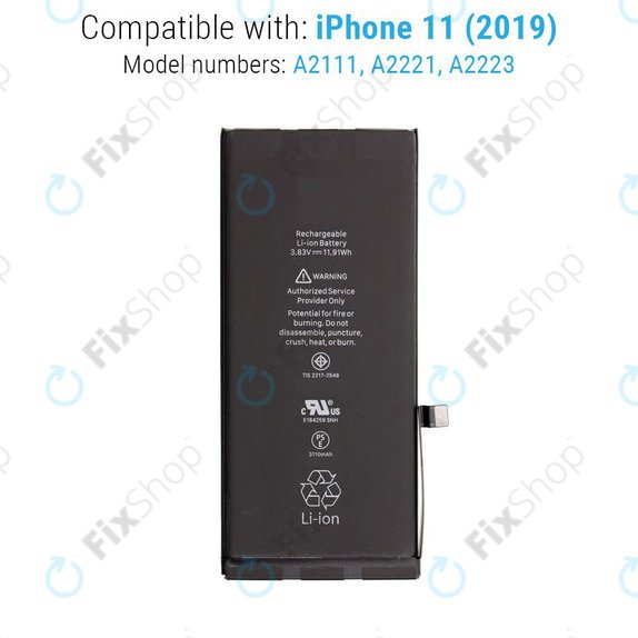 Battery for iPhone 11, 3110mAh, Service Pack