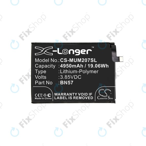 Battery for Xiaomi Poco X3 NFC M2107J20CG, 4950mAh, Li-Pol, 3.85 V, BN57, HQ
