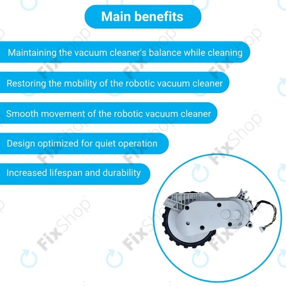 Xiaomi Mijia E10, E12, Mi Robot Vacuum Mop 2 Lite, 2 Pro - Wheel with Motor (Right) (White)