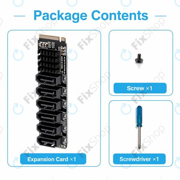 M.2 NVMe expansion card with 6 SATA III ports