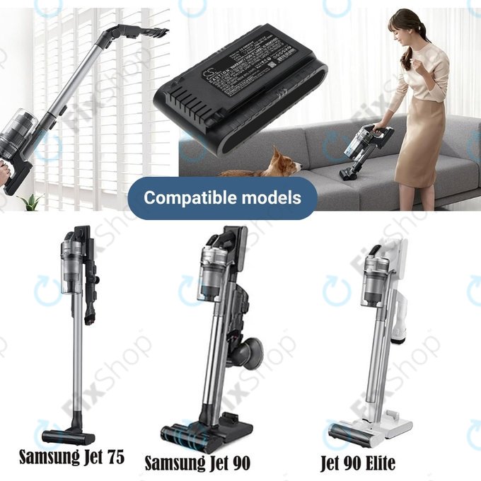 Samsung Jet 75, 75 Multi, 75 Premium, VS70, 90, VS9000 - Battery VCA-SBT90, VCA-SBT90E, DJ96-00221A Li-Ion 21.6V 2000mAh HQ