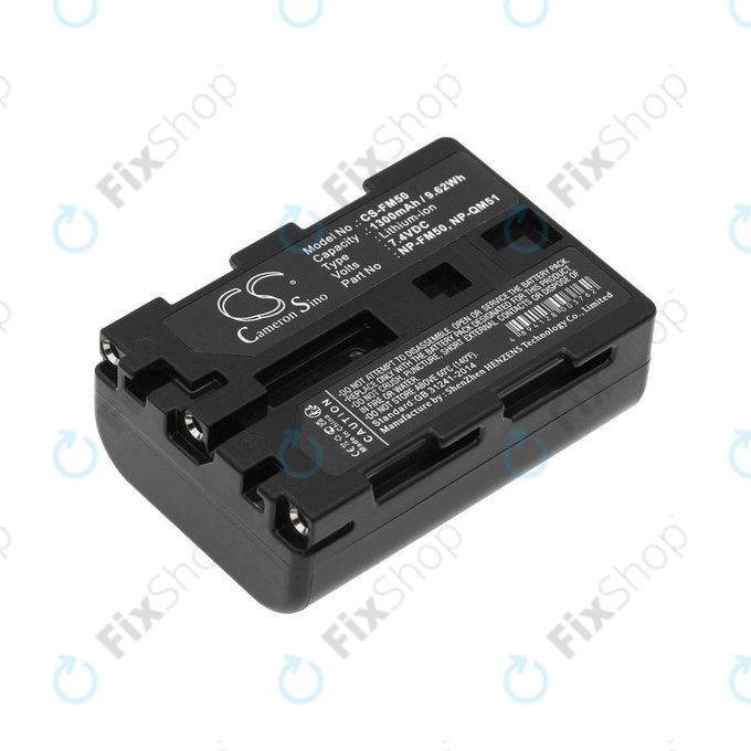 Battery for Sony CCD-TR108, Cyber-shot DSC-S50, 1300mAh, Li-Ion, 7.4V, NP-QM51, HQ