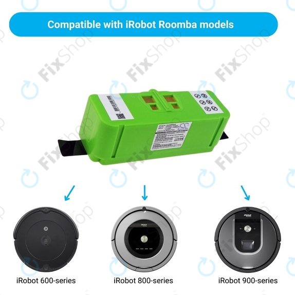 iRobot Roomba 600, 800, 900-series - Battery 4502233, 4374392, 2130LI Li-Ion 14.4V 5200mAh HQ