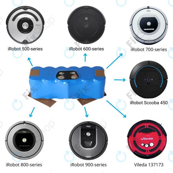iRobot Roomba 500, 600, 700, 800, 900-series, R3, Scooba 450, Vileda 137173 - Battery 11702, GD-Roomba-500, VAC-500NMH-33 Ni-MH 14.4V 4500mAh