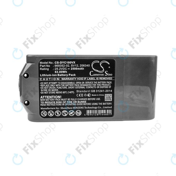 Dyson V10 - Battery 969352-02, SV12, 206340 Li-Ion 25.2V 2500mAh HQ