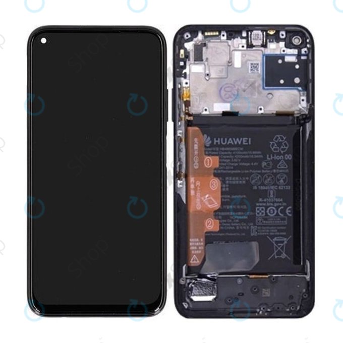 Huawei P40 lite - LCD Display + Touch Screen + Frame + Battery (Midnight Black) - 02353KFU Genuine Service Pack