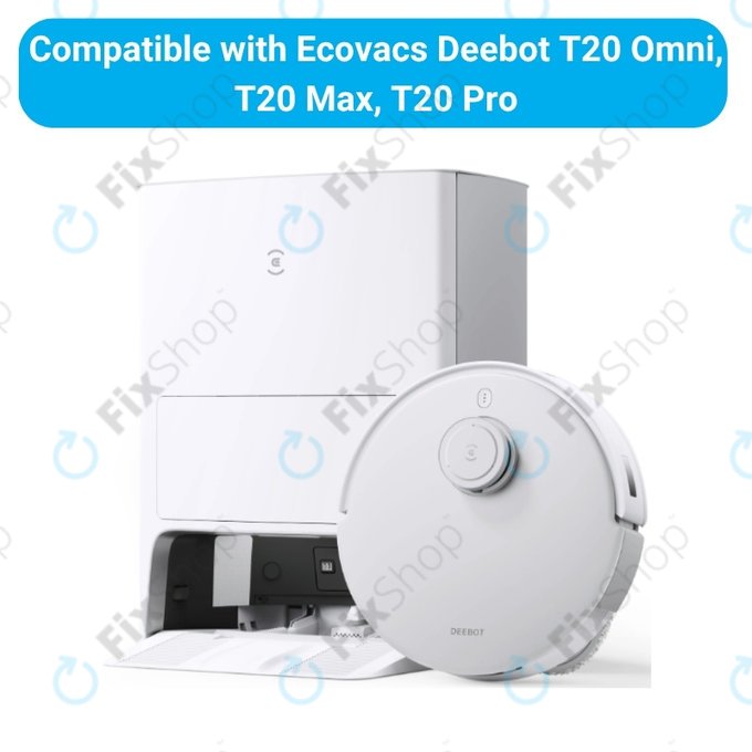 Replacement set for Ecovacs T20, T20 Max, T20 Pro (2x Main brush, 4x Filter, 4x Side brush - White)