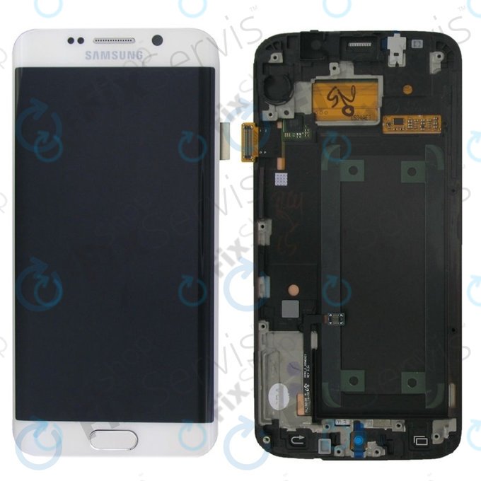 Samsung Galaxy S6 Edge G925F - LCD Display + Touch Screen + Frame (White Pearl) - GH97-17162B, GH97-17317B, GH97-17334B Genuine Service Pack