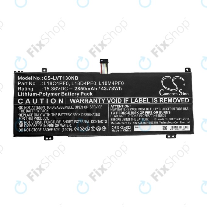 Battery for Lenovo ThinkBook 13s, 14s, 2850mAh, Li-Pol, 15.36V, L18C4PF0, HQ