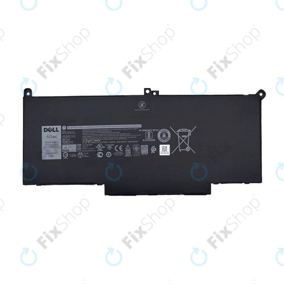 Dell Latitude 7280, 7290, 7380, 7390, 7480, 7490, E7280 - Battery F3YGT 7600mAh - Genuine Service Pack