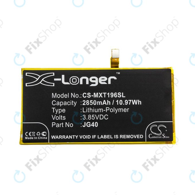 Battery for Motorola Moto G7 Plus, G7 Plus DS, 2850mAh, Li-Pol, 3.85V, JG40, HQ