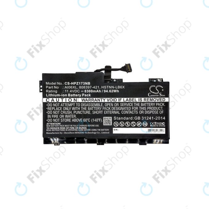 Battery for HP Zbook 17 G3, 8300mAh, Li-Ion, 11.4V, AI06XL, HQ