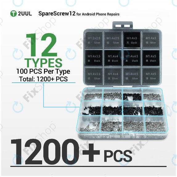 Phillips Screw Set, Android Repair, 2UUL SC12, 1200pcs/Pack