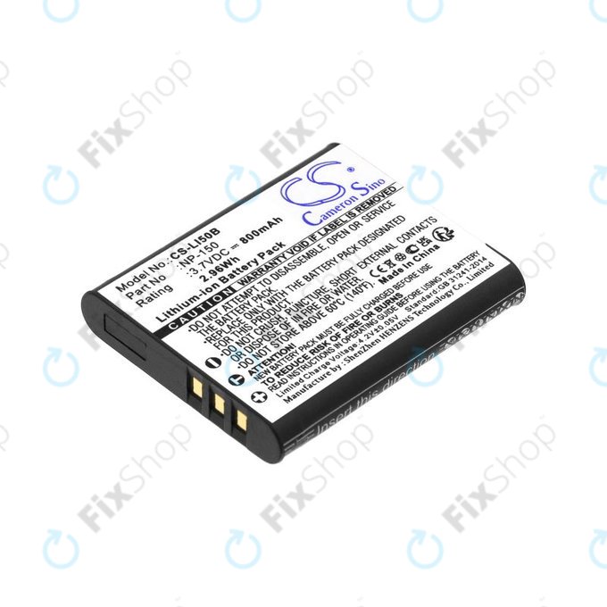 Battery for Olympus MJU, Casio Exilim, Kodak PIXPRO, 800mAh, Li-Ion, 3.7V, NP-150, HQ