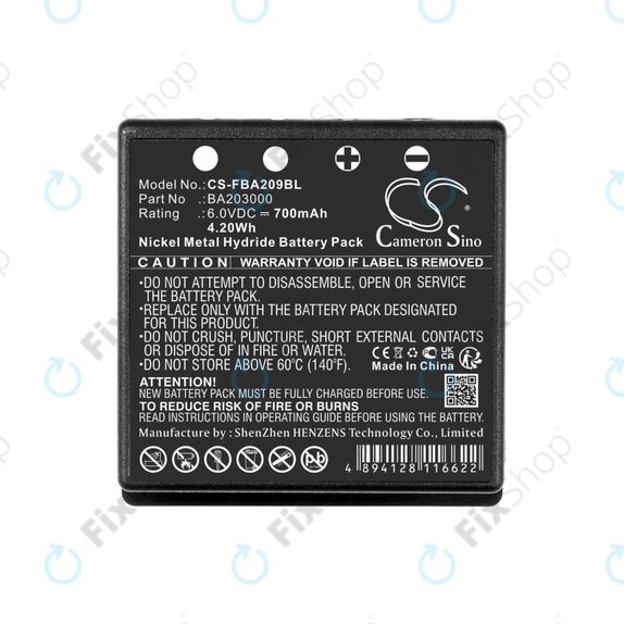 Battery for HBC Radiomatic Eco, 700mAh, Ni-MH, 6V, BA209060, HQ