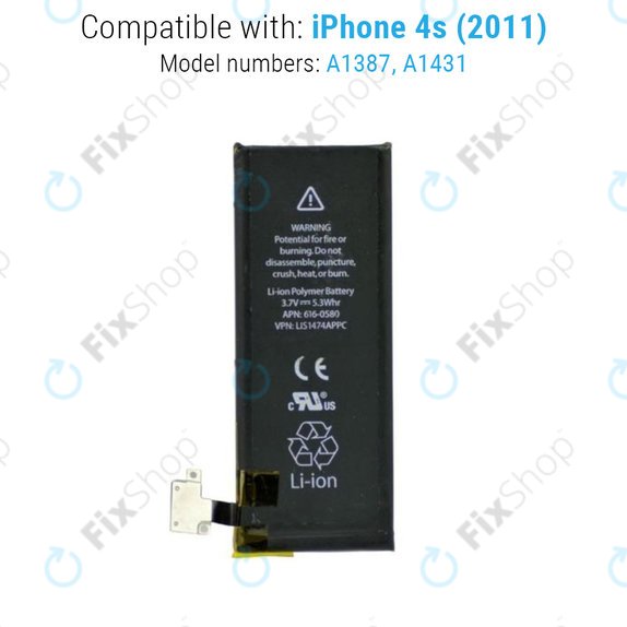Battery for iPhone 4S, 1430mAh
