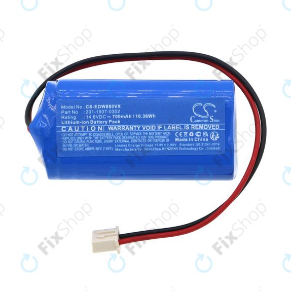 Battery for Ecovacs Winbot 880, 700, 700mAh, Li-Ion, 14.8V, 201-1907-0302, HQ