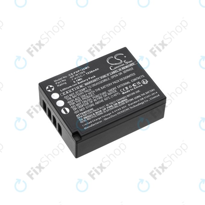 Battery for Fujifilm Finepix Hs30, X-T30, 1230mAh, Li-Ion, 7.4V, NP-W126S, HQ
