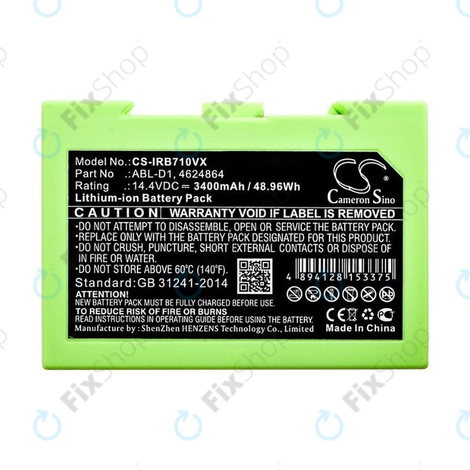 iRobot Roomba e-series, i-series - Battery ABL-D1, 4624864, ABL-D2 Li-Ion 14.4V 3400mAh HQ