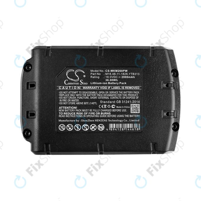 Battery for Milwaukee, Atlas Copco, Berner, 2000mAh, Li-Ion, 18V, M18, HQ