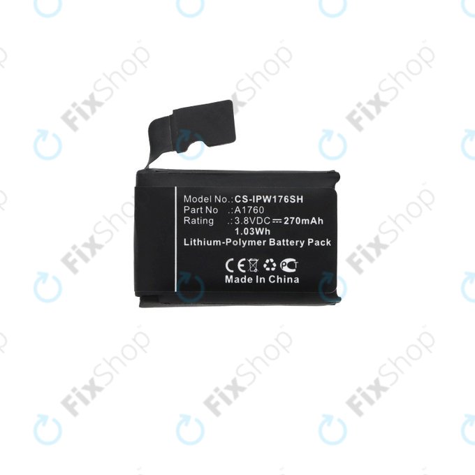 Battery for Apple Watch 2 38 mm, 270mAh, Li-Pol, 3.8 V, A1760, HQ