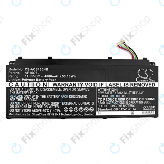 Battery for Acer Aspire S13, Chromebook R13, 4600mAh, Li-Pol, 11.55V, AP15O3K, HQ