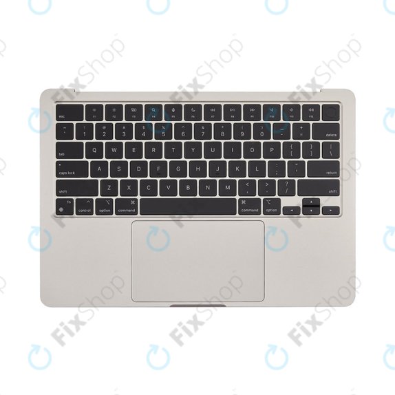 Top case keyboard frame for MacBook Air 13", A3113 (2024), with US keyboard and battery, Starlight, 661-40229, Genuine Apple