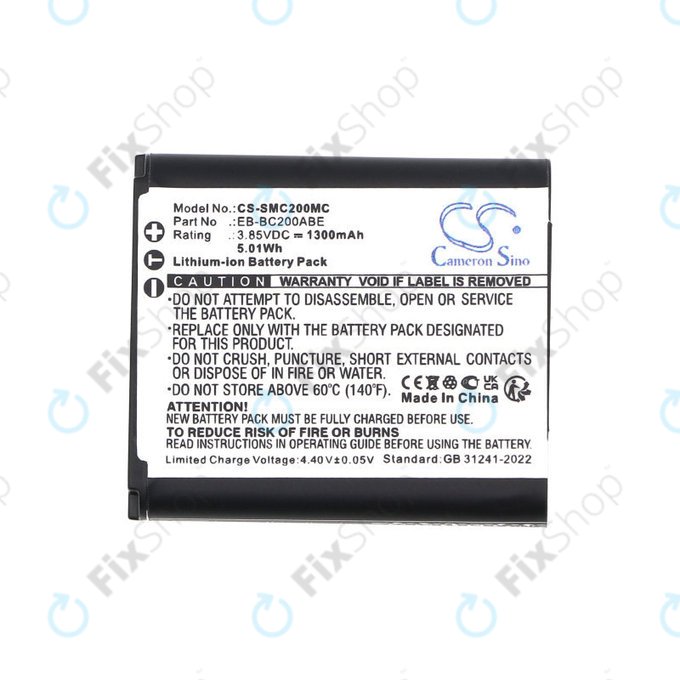Battery for Samsung Gear 360, 1300mAh, Li-Ion, 3.85V, EB-BC200ABE, HQ