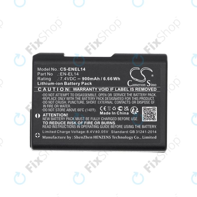 Battery for Nikon D3100 DSLR, 900mAh, Li-Ion, 7.4V, EN-EL14, HQ