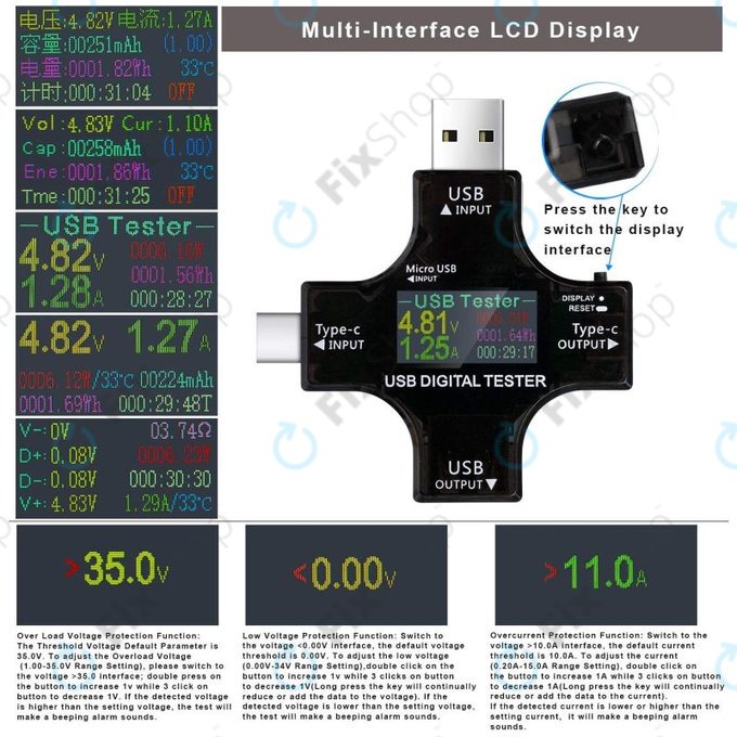 Eversame 2in1 - USB Digital Tester (with USB-C & USB 3.0)