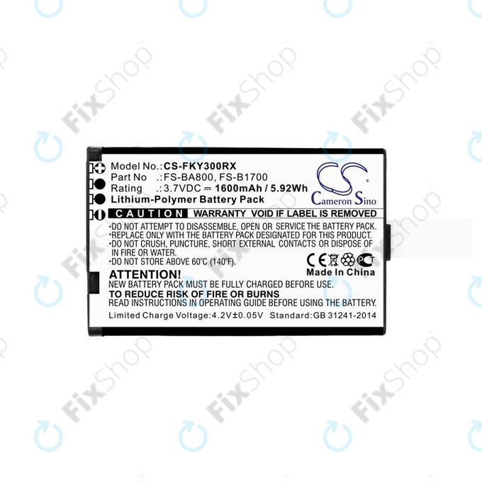 Battery for Flysky FA605, FS-GT2B, FS-I10, 1600mAh, Li-Pol, 3.7V, FS-BA800, HQ