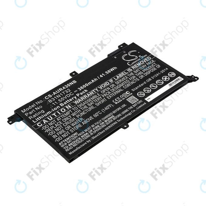 Battery for Asus VivoBook S14, S430FA, 3600mAh, Li-Ion, 11.55V, B31N1732, HQ
