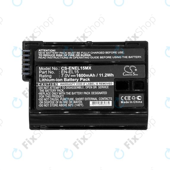 Battery for Nikon Coolpix D7000, 1600mAh, Li-Ion, 7V, EN-EL15, HQ