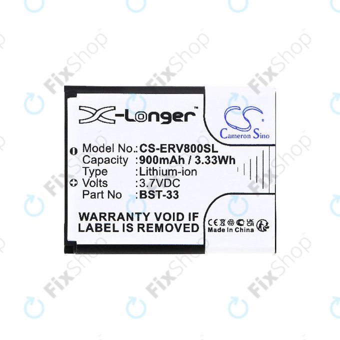 Battery for Sony Ericsson W595, K790i, K800i, W850i, W900i, W950i, 900mAh, Li-ion, 3.7V, BST-33, HQ