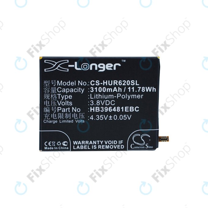 Battery for Huawei Ascend Y6 2, Honor 5a, Huawei G7 Plus, 3100mAh, Li-Pol, 3.8V, HB396481EBC, HQ