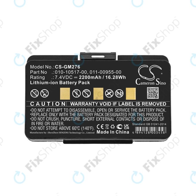 Battery for Garmin GPSMAP 276, 296, 376, 378, 478, 495, 2200mAh, Li-Ion, 7.4V, 010-10517-00, HQ