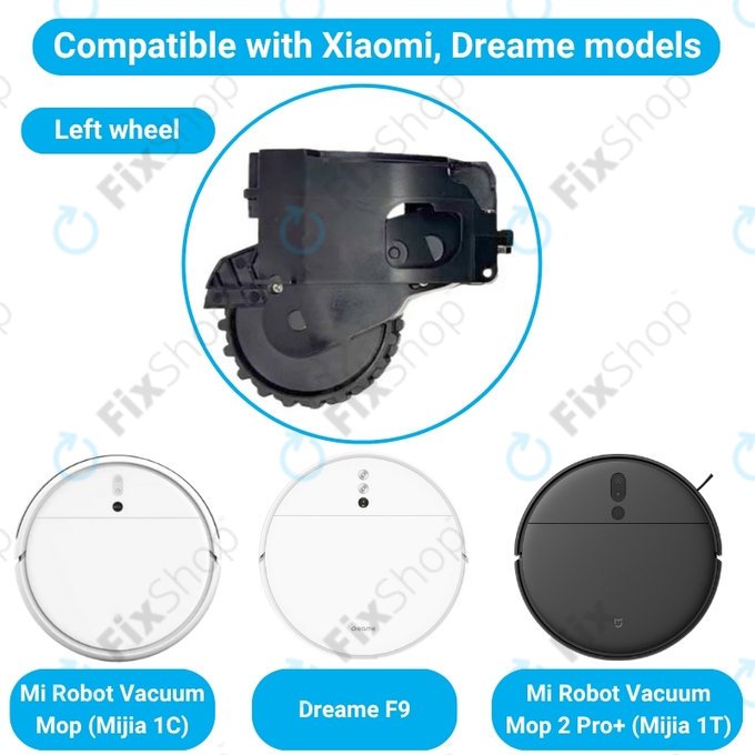 Xiaomi Dreame F9, Mi Robot Vacuum Mop (Mijia 1C), 2 Pro+ (Mijia 1T) - Wheel with Motor (Left) (Black)