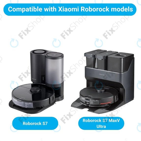 Replacement set for Xiaomi Roborock S7, S7 MaxV Ultra (1x Main brush, 2x Filter, 2x Side brush - Black)