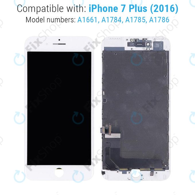 Display for iPhone 7 Plus, White, Touch Screen with Frame, Refurbished