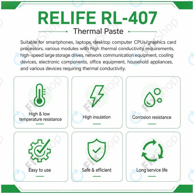 Silicone Thermal Paste Relife RL-407, 6 W/mK, 20g, blue