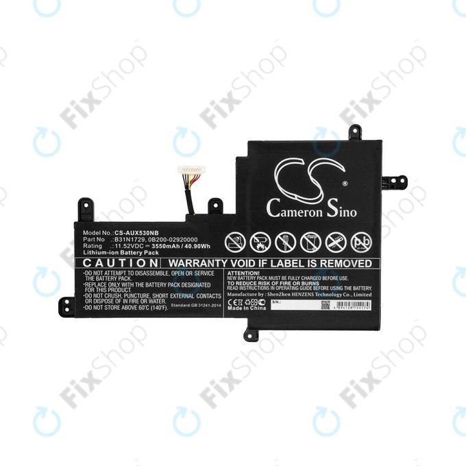 Battery for Asus VivoBook S15, X530, 3550mAh, Li-Ion, 11.52V, B31N1729, HQ