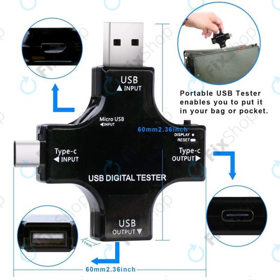 Eversame 2in1 - USB Digital Tester (with USB-C & USB 3.0)