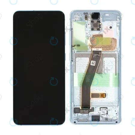 Samsung Galaxy S20 G980F - LCD Display + Touch Screen + Frame (Cloud Blue) - GH82-22123D, GH82-22131D Genuine Service Pack