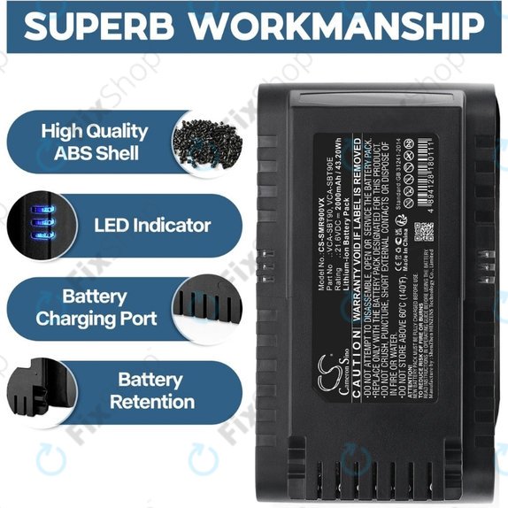 Samsung Jet 75, 75 Multi, 75 Premium, VS70, 90, VS9000 - Battery VCA-SBT90, VCA-SBT90E, DJ96-00221A Li-Ion 21.6V 2000mAh HQ